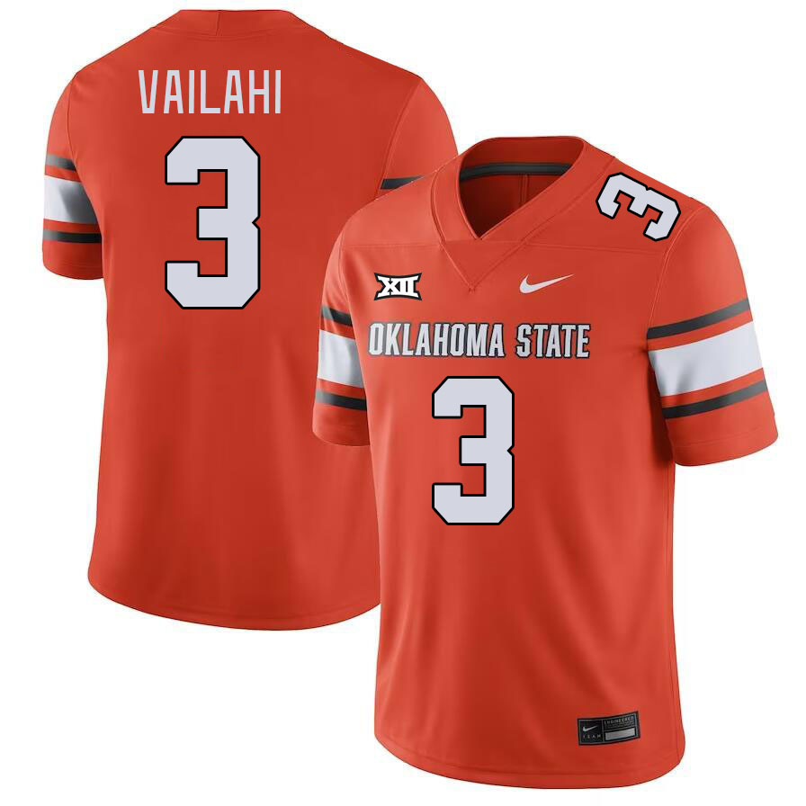 Men #3 Sesi Vailahi Oklahoma State Cowboys College Football Jerseys Stitched-Orange